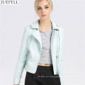 Chaqueta corta de cuero de la PU de las mujeres Chaqueta de la carpeta de cuero de la PU de otoño Bubble mujeres